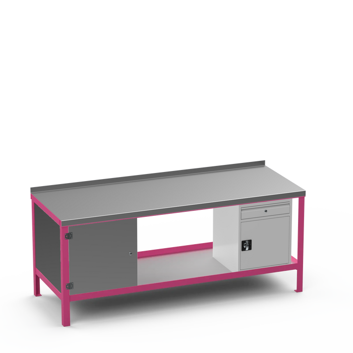 Steel Top Heavy Duty Workbench | Enclosed Cupboard & Cupboard w/ Drawer Storage