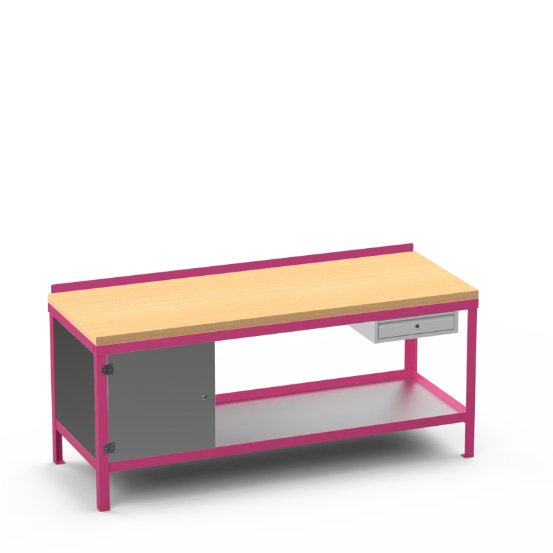 Wood Top Heavy Duty Workbench | Cupboard & Single Drawer Storage Unit