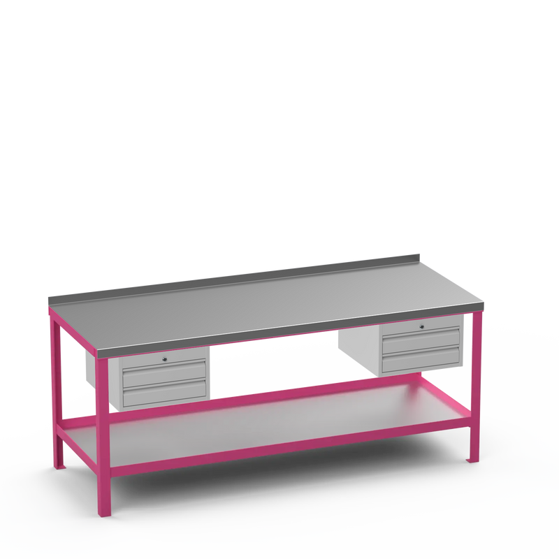 Steel Top Heavy Duty Workbench | 2 Drawer & 2 Drawer Storage