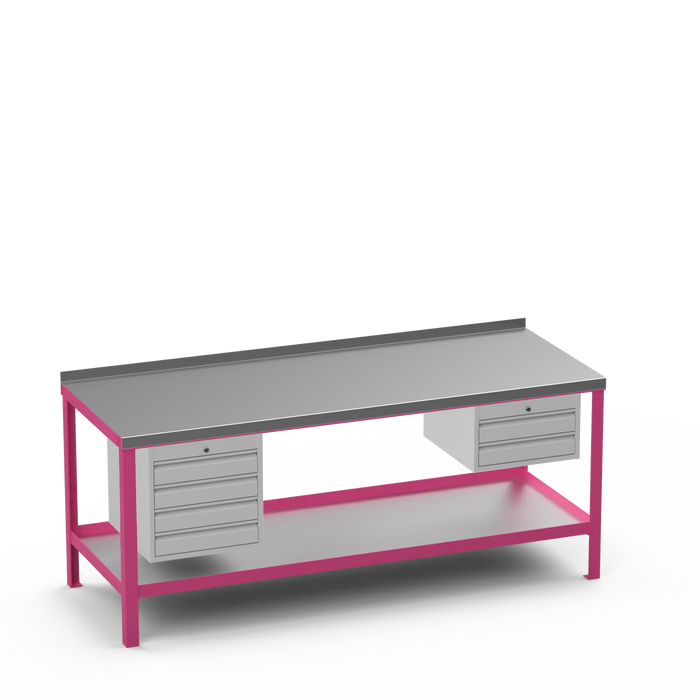 Steel Top Heavy Duty Workbench | 4 Drawer & 2 Drawer Storage