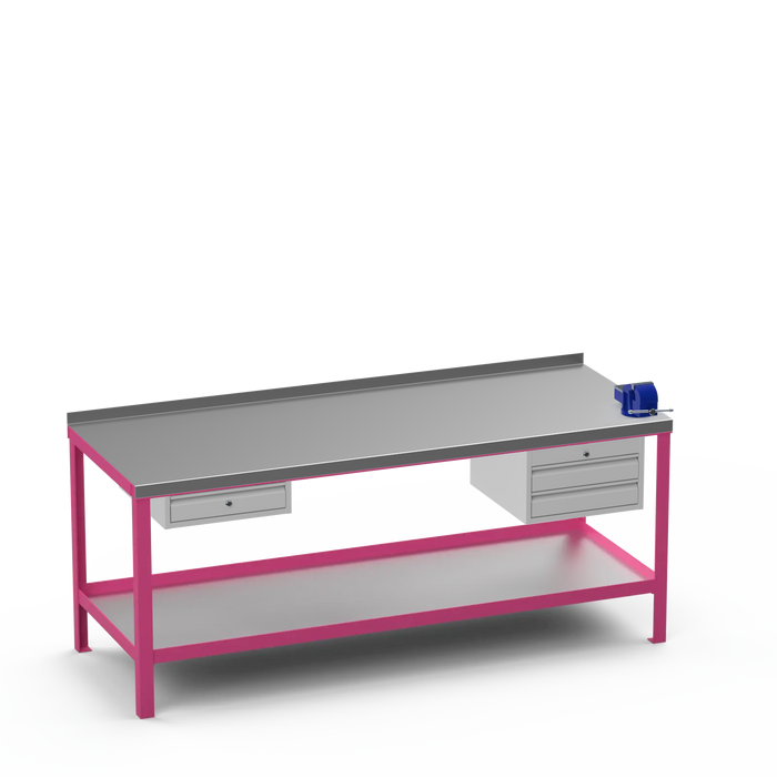 Steel Top Heavy Duty Workbench | Single Drawer & 2 Drawer & Right 4 Inch Vice