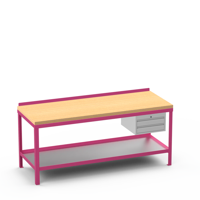 Wood Top Heavy Duty Workbench | 2 Drawer Storage