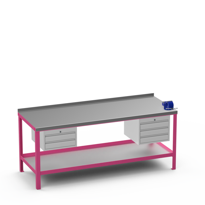 Steel Top Heavy Duty Workbench | 2 Drawer & 3 Drawer & Right 4 Inch Vice Storage