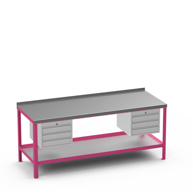 Steel Top Heavy Duty Workbench | 3 Drawer & 3 Drawer Storage