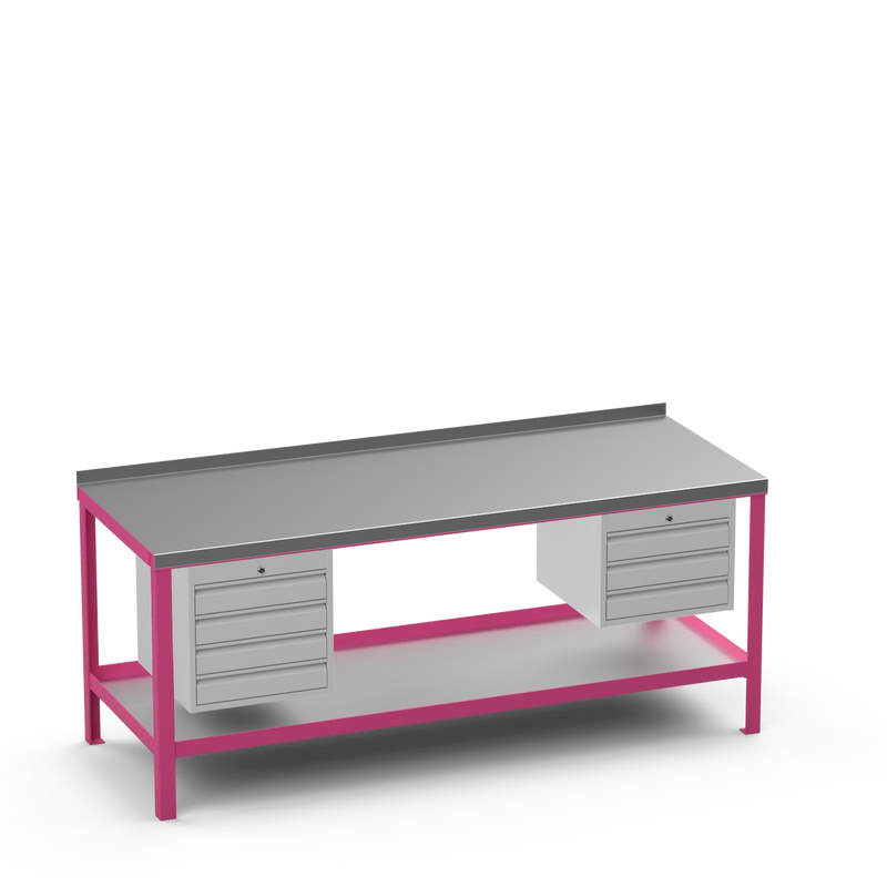 Steel Top Heavy Duty Workbench | 4 Drawer & 3 Drawer Storage