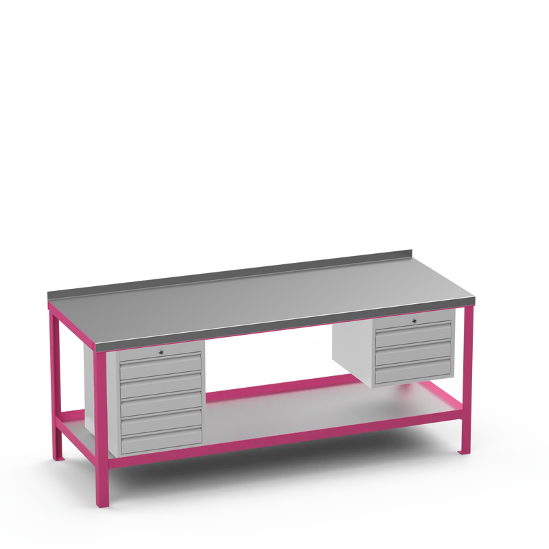 Steel Top Heavy Duty Workbench | 5 Drawer & 3 Drawer Storage
