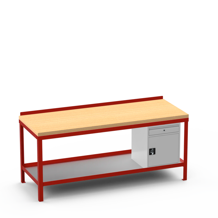 Wood Top Heavy Duty Workbench | Cupboard w/ Drawer Storage
