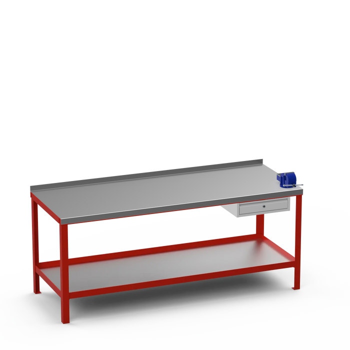 Steel Top Heavy Duty Workbench | Single Drawer & Right 4 Inch Vice Storage