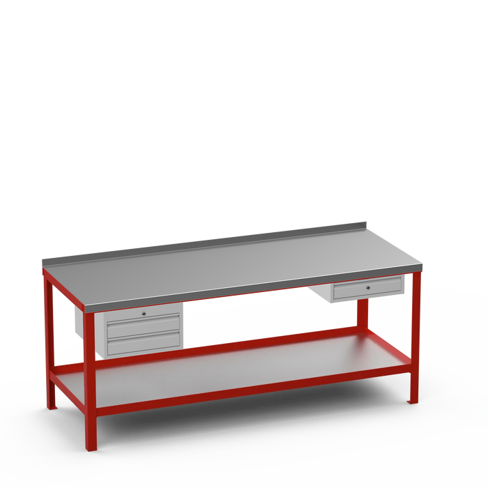 Steel Top Heavy Duty Workbench | 2 Drawer & Single Drawer Storage
