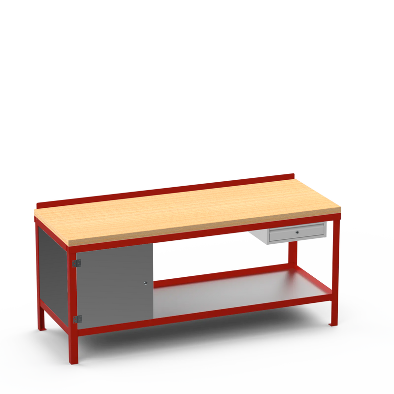 Wood Top Heavy Duty Workbench | Cupboard & Single Drawer Storage Unit