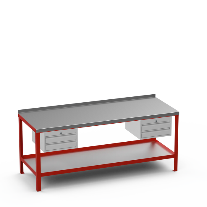 Steel Top Heavy Duty Workbench | 2 Drawer & 2 Drawer Storage