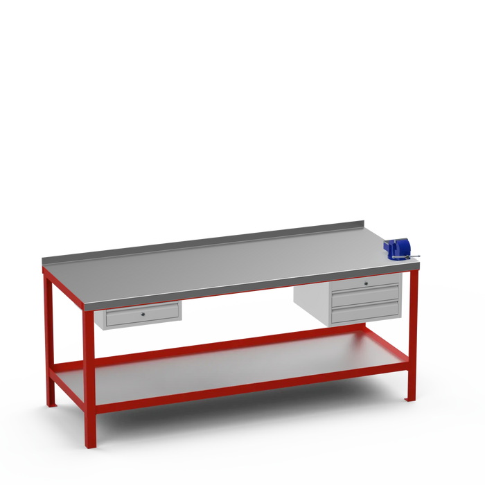 Steel Top Heavy Duty Workbench | Single Drawer & 2 Drawer & Right 4 Inch Vice