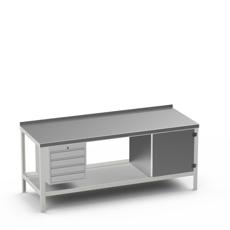 Steel Top Heavy Duty Workbench | 4 Drawer & Cupboard Storage