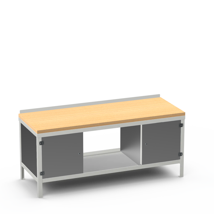 Wood Top Heavy Duty Workbench | Enclosed Cupboard & Enclosed Cupboard Storage