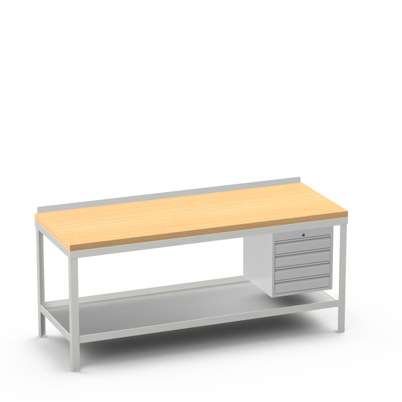 Wood Top Heavy Duty Workbench | 4 Drawer Storage