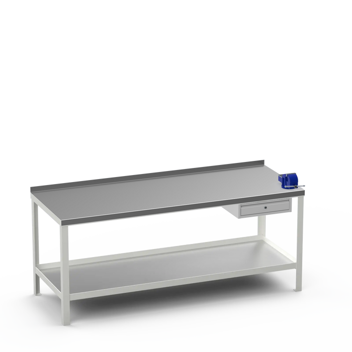 Steel Top Heavy Duty Workbench | Single Drawer & Right 4 Inch Vice Storage