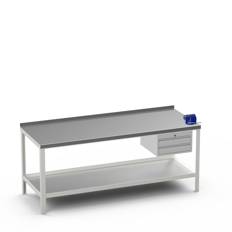 Steel Top Heavy Duty Workbench | 2 Drawer Storage Unit & 4 Inch Bench Vice