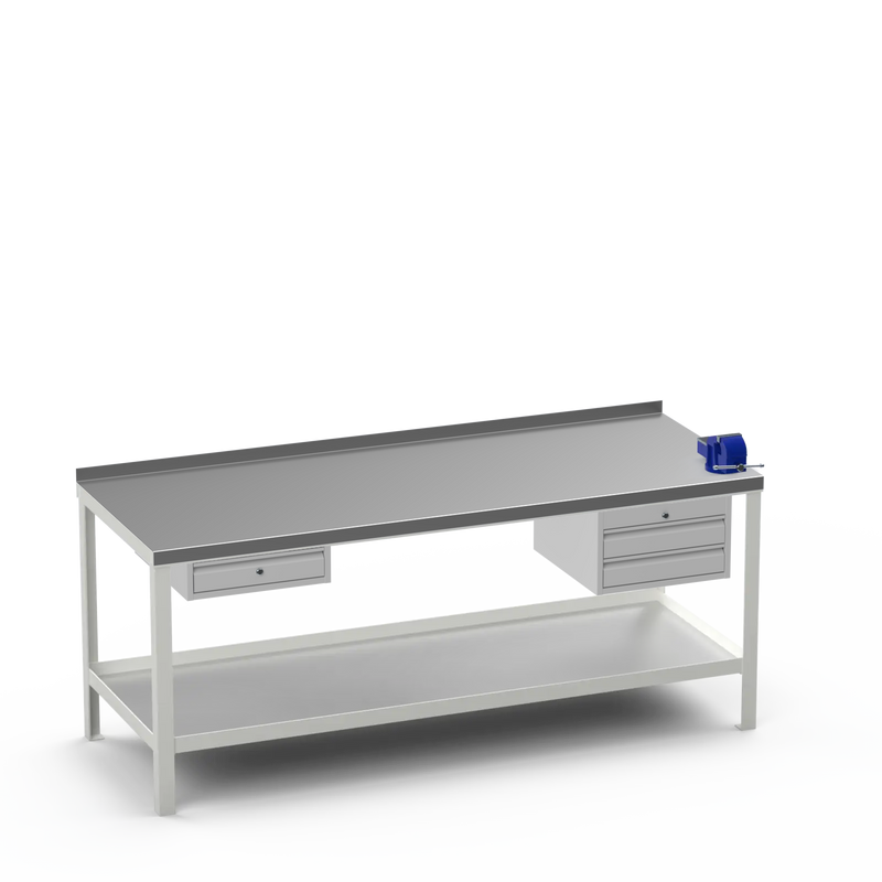 Steel Top Heavy Duty Workbench | Single Drawer Storage Unit & 2 Drawer Storage Unit & 4 Inch Bench Vice