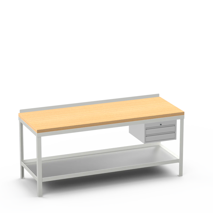 Wood Top Heavy Duty Workbench | 2 Drawer Storage
