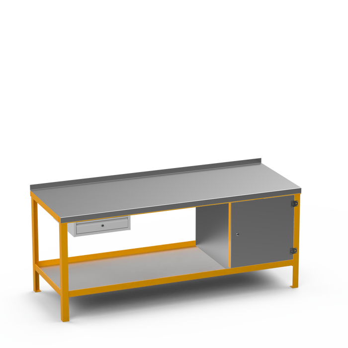 Steel Top Heavy Duty Workbench | Single Drawer & Enclosed Cupboard Storage