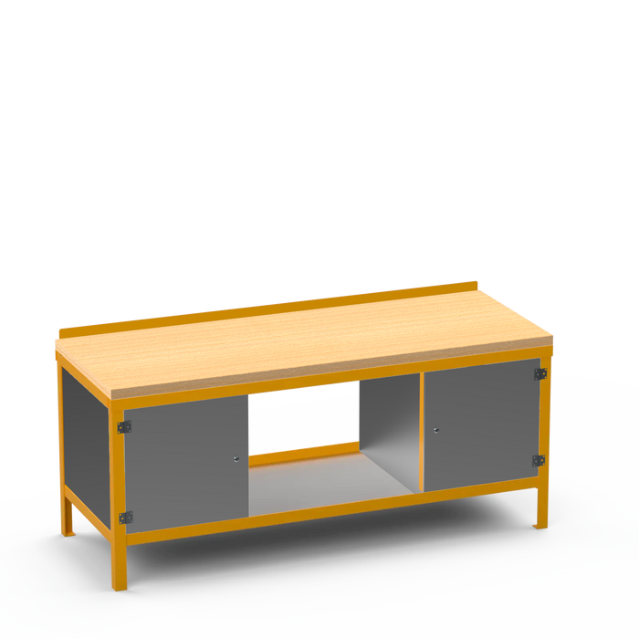 Wood Top Heavy Duty Workbench | Enclosed Cupboard & Enclosed Cupboard Storage