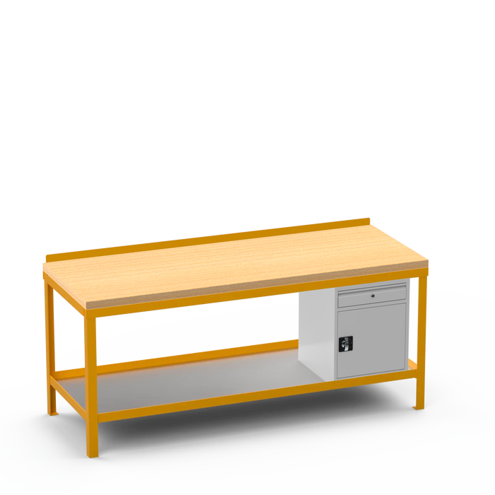 Wood Top Heavy Duty Workbench | Cupboard w/ Drawer Storage