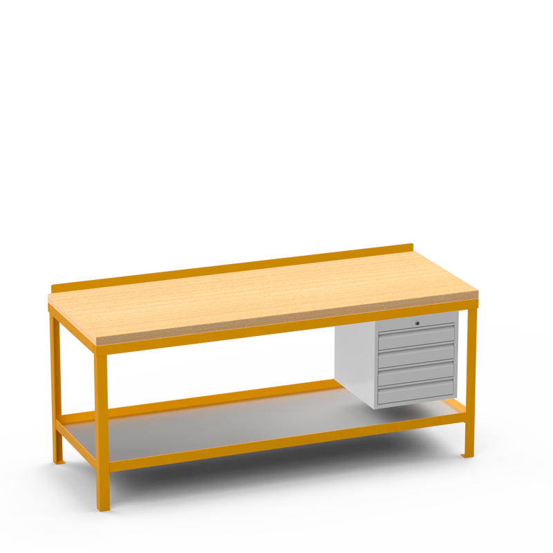 Wood Top Heavy Duty Workbench | 4 Drawer Storage