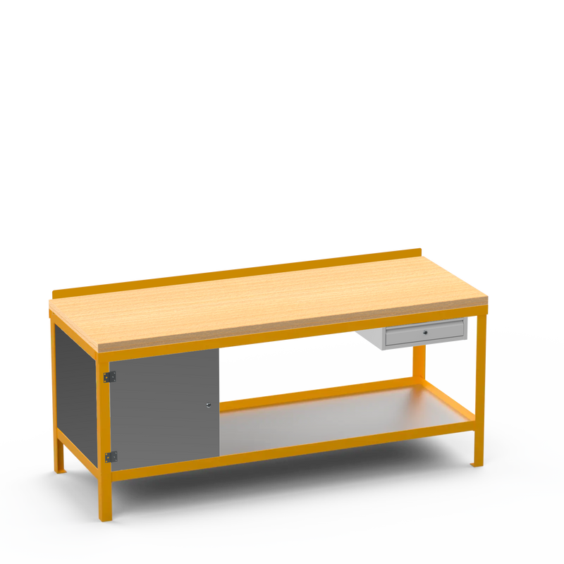Wood Top Heavy Duty Workbench | Cupboard & Single Drawer Storage Unit