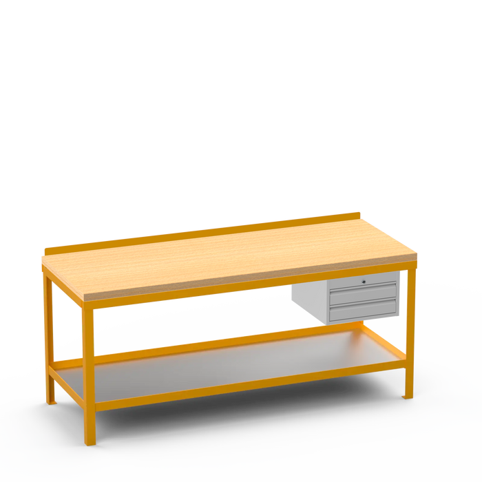 Wood Top Heavy Duty Workbench | 2 Drawer Storage