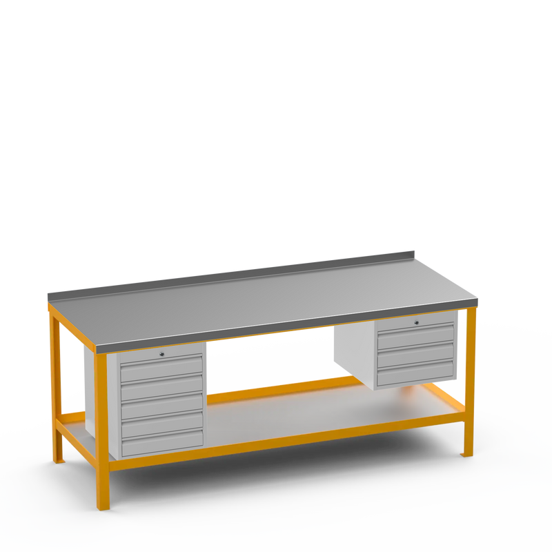 Steel Top Heavy Duty Workbench | 5 Drawer & 3 Drawer Storage
