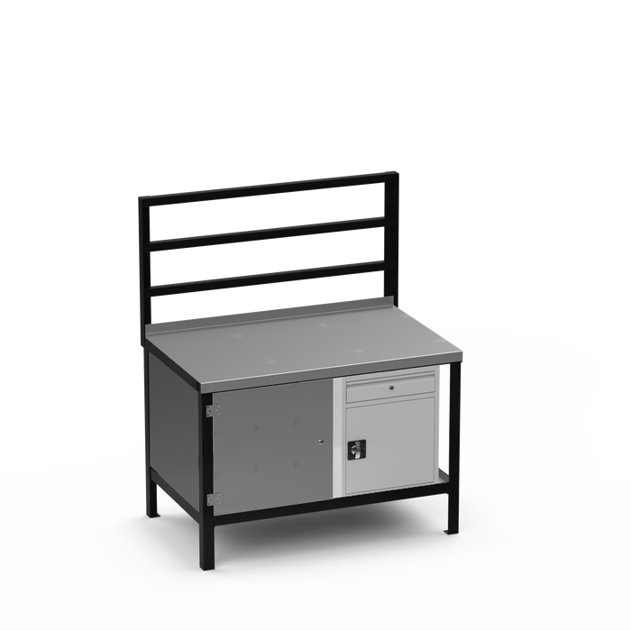 Steel Top Heavy Duty Workbench | Enclosed Cupboard & Cupboard w/ Drawer Storage