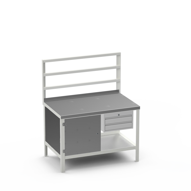 Steel Top Heavy Duty Workbench | Cupboard & 2 Drawer Storage