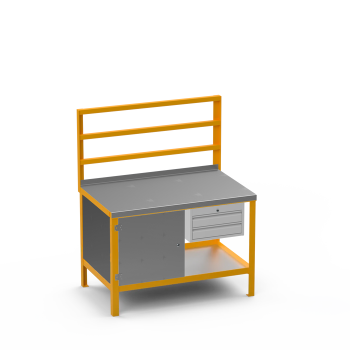 Steel Top Heavy Duty Workbench | Enclosed Cupboard & 2 Drawer Storage