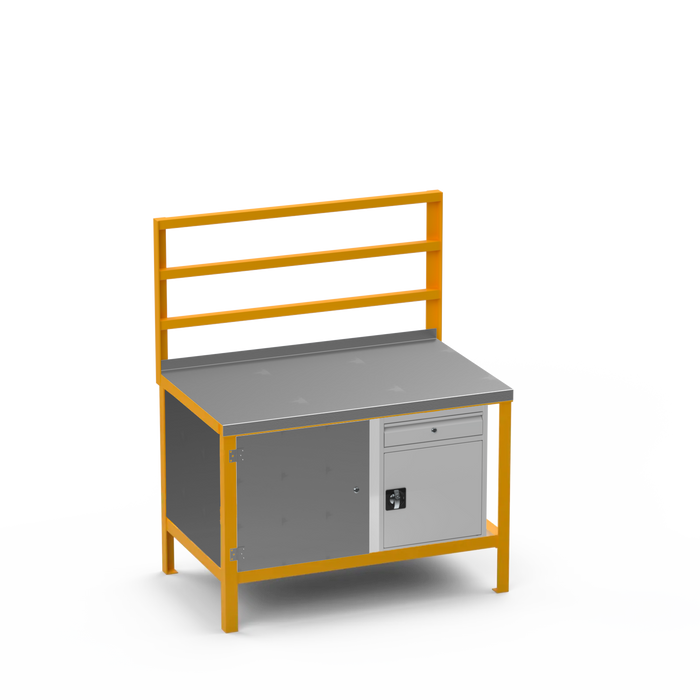 Steel Top Heavy Duty Workbench | Enclosed Cupboard & Cupboard w/ Drawer Storage