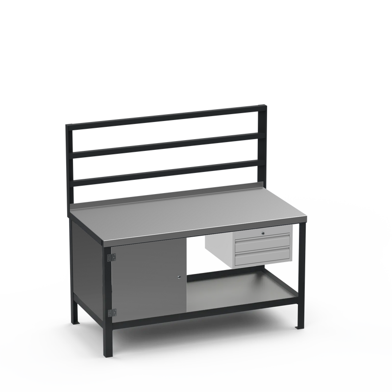 Steel Top Heavy Duty Workbench | Cupboard & 2 Drawer Storage