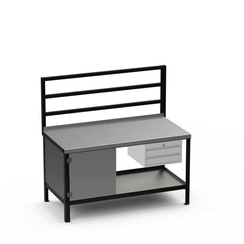 Steel Top Heavy Duty Workbench | Cupboard & 2 Drawer Storage