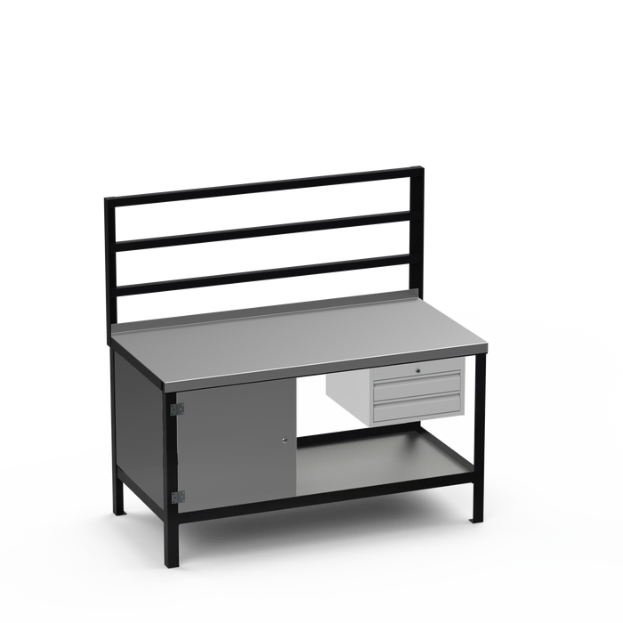 Steel Top Heavy Duty Workbench | Enclosed Cupboard & 2 Drawer Storage