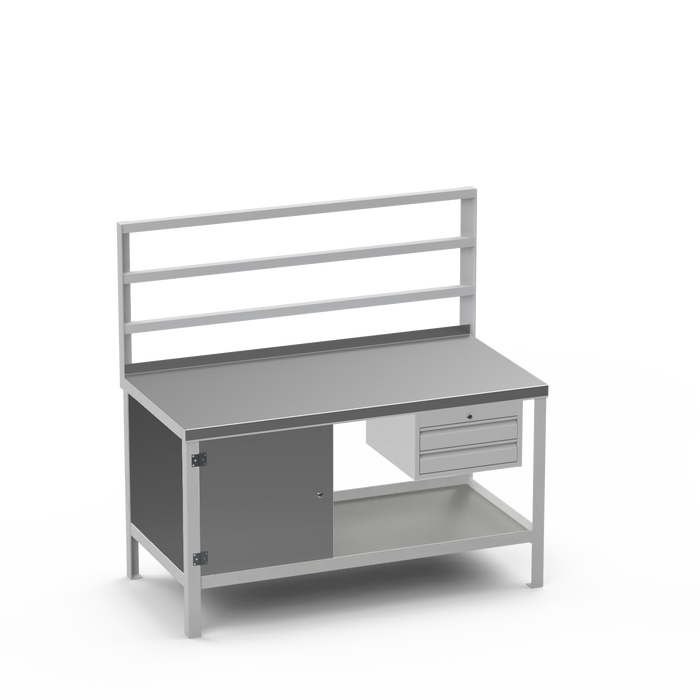 Steel Top Heavy Duty Workbench | Enclosed Cupboard & 2 Drawer Storage