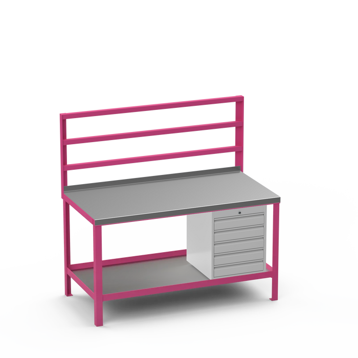 Steel Top Heavy Duty Workbench | 5 Drawer Storage