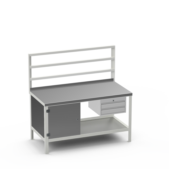 Steel Top Heavy Duty Workbench | Enclosed Cupboard & 2 Drawer Storage