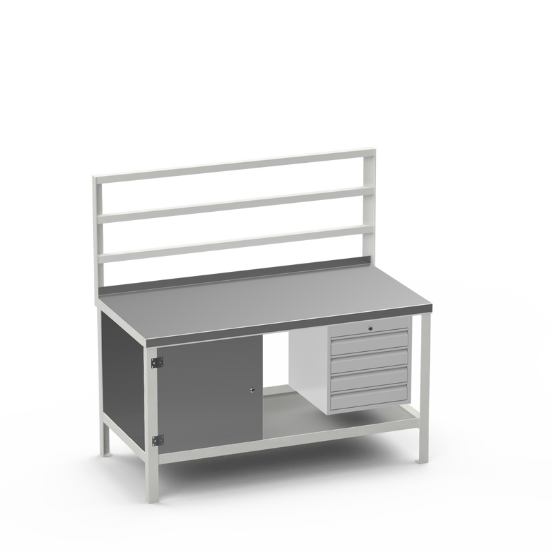 Steel Top Heavy Duty Workbench | Cupboard & 4 Drawer Storage