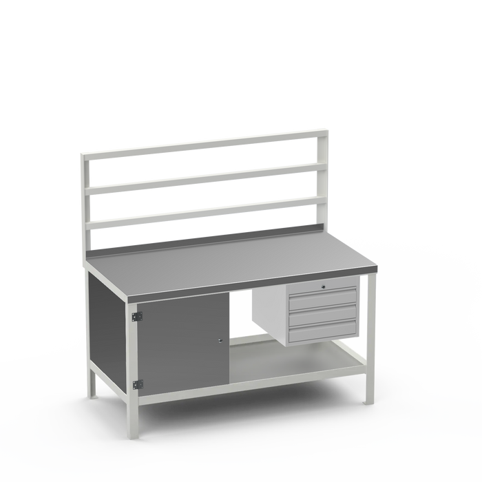 Steel Top Heavy Duty Workbench | Enclosed Cupboard & 3 Drawer Storage