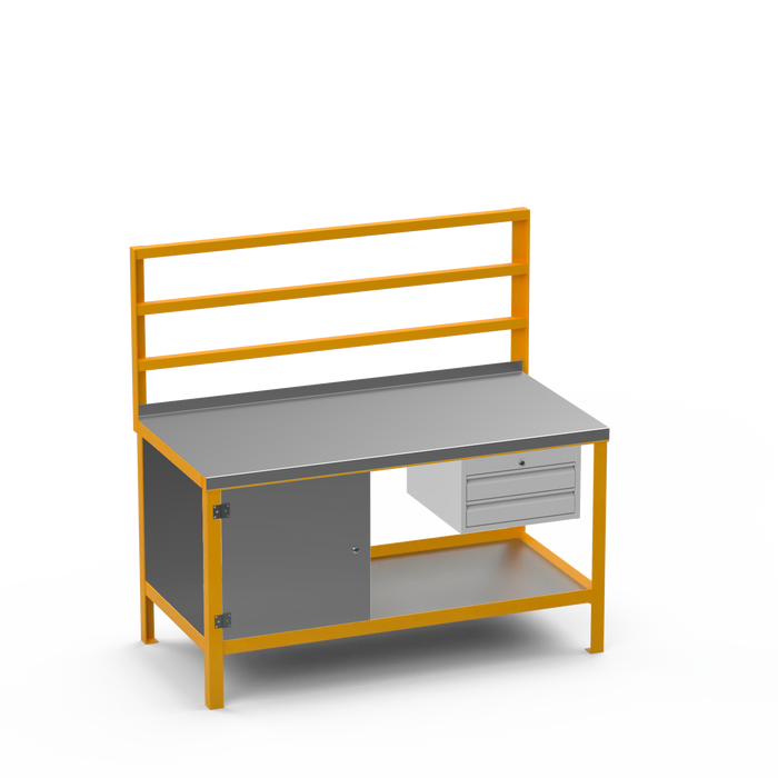 Steel Top Heavy Duty Workbench | Enclosed Cupboard & 2 Drawer Storage