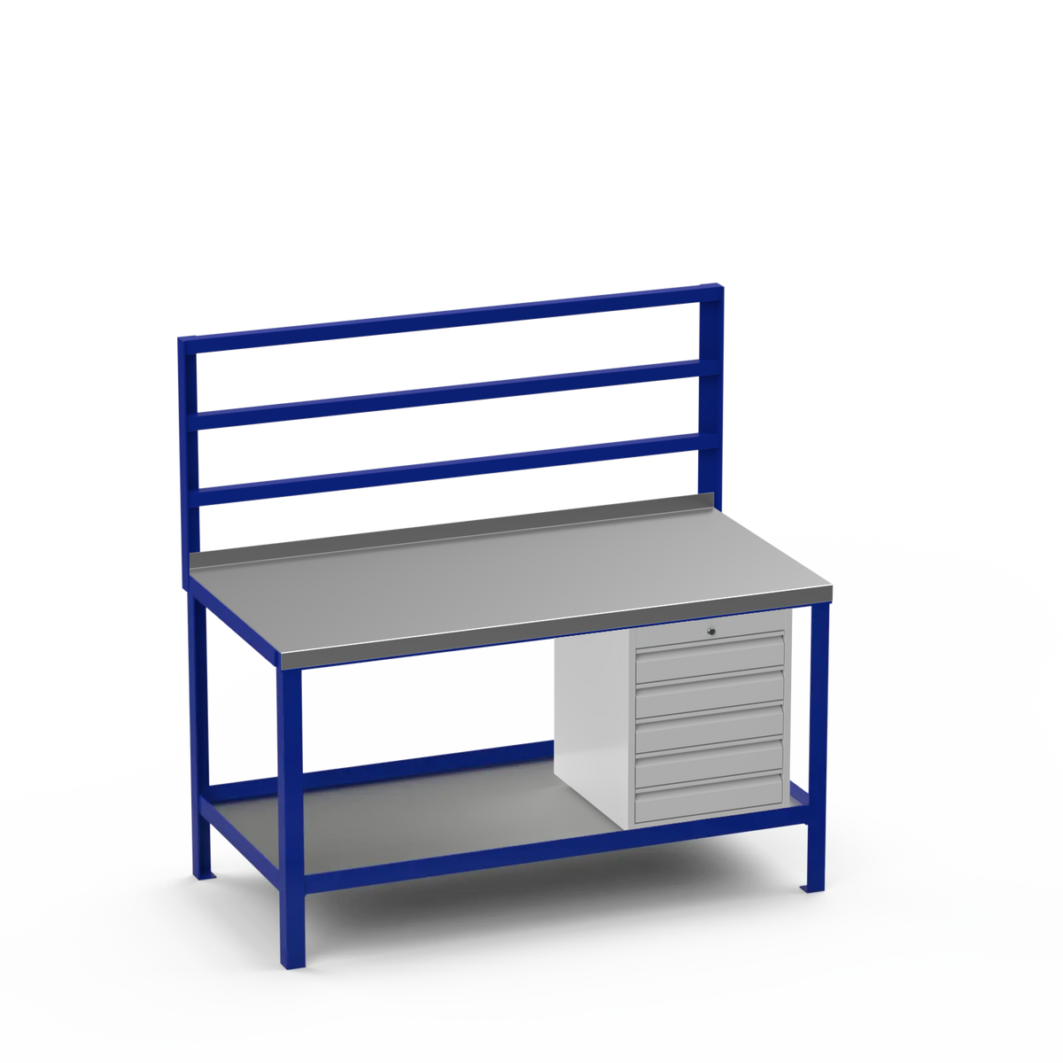 Heavy Duty Steel Workbench with Pegboard Support Rails & 5 Drawer Stor ...