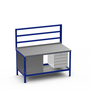 Steel Top Heavy Duty Workbench | Cupboard & 4 Drawer Storage