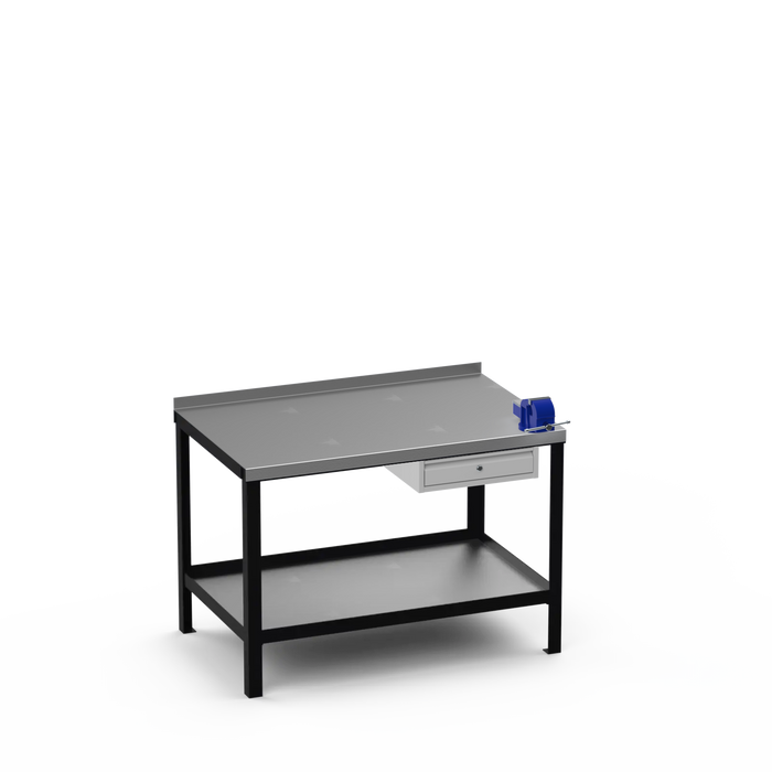 Steel Top Heavy Duty Workbench | Single Drawer & Right 4 Inch Vice Storage