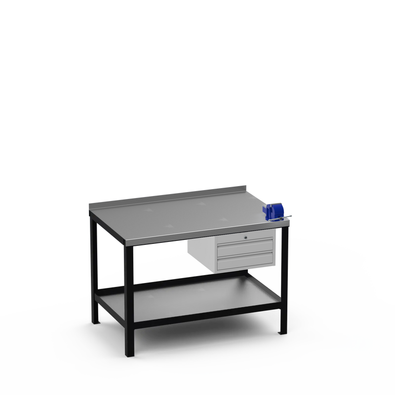 Steel Top Heavy Duty Workbench | 2 Drawer Storage Unit & 4 Inch Bench Vice