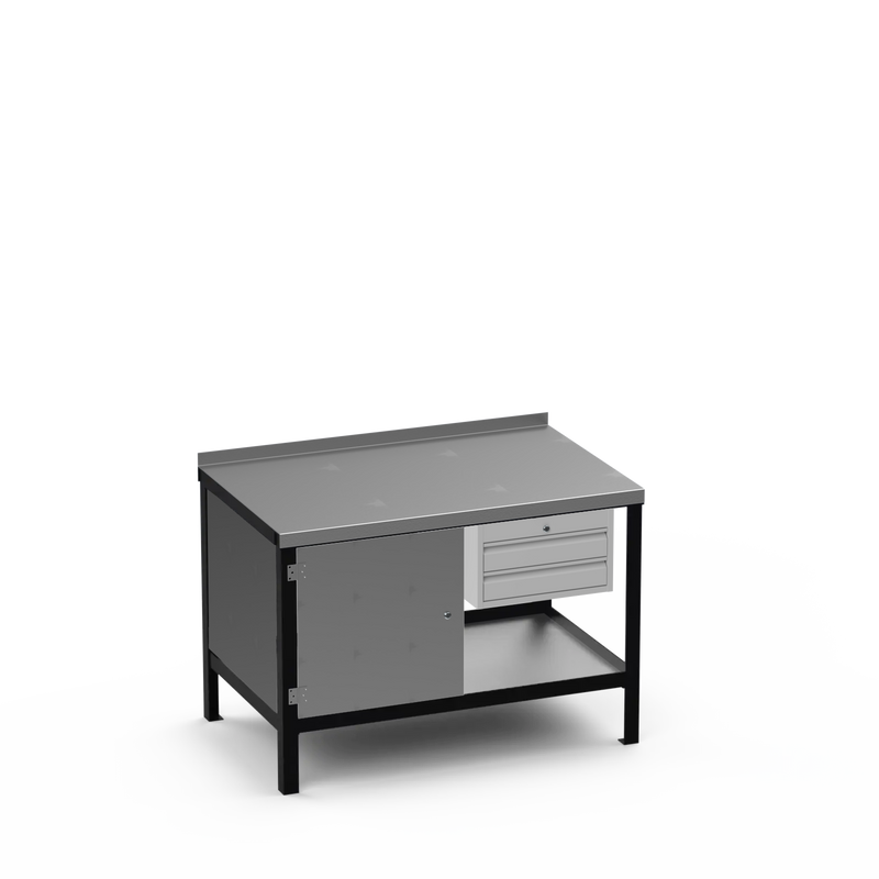 Steel Top Heavy Duty Workbench | Cupboard & 2 Drawer Storage