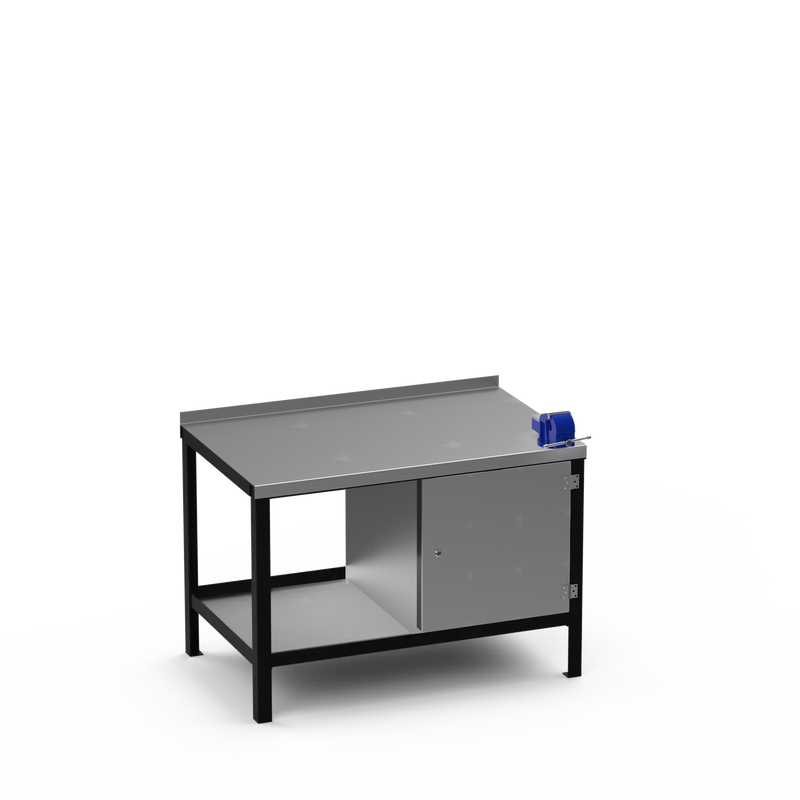 Steel Top Heavy Duty Workbench | Cupboard & 4 Inch Bench Vice