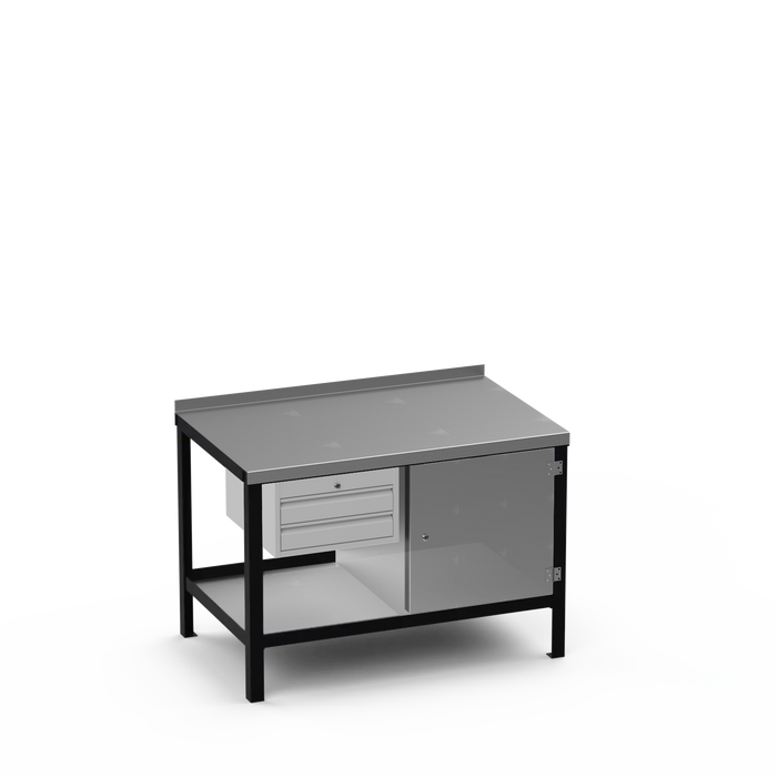 Steel Top Heavy Duty Workbench | 2 Drawer & Enclosed Cupboard Storage